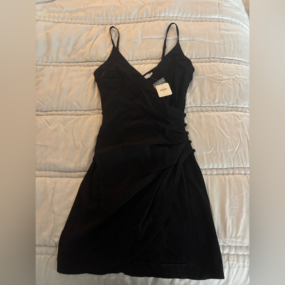 NWT Free People Black Wrap Mini Dress